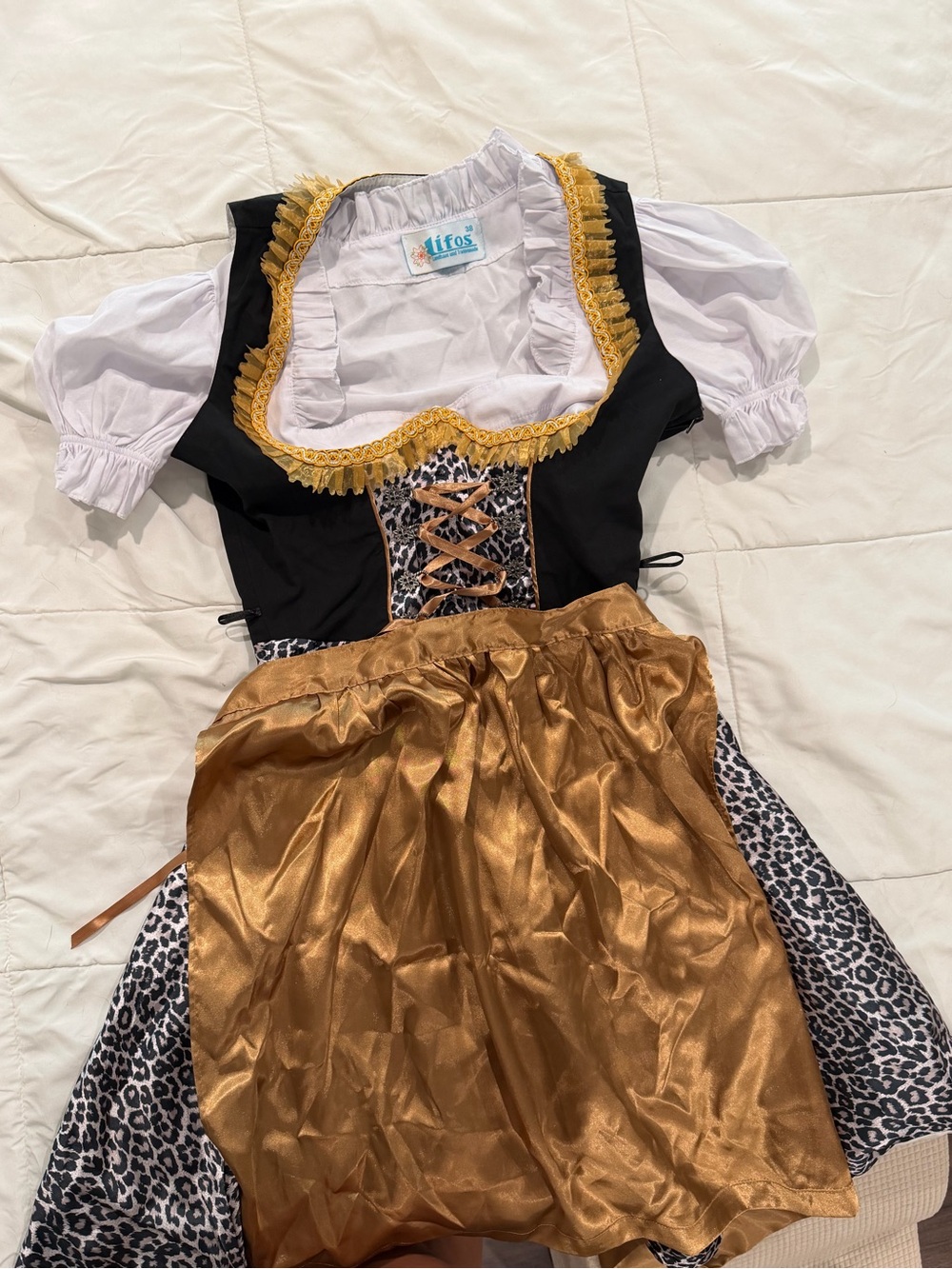 Woman’s Gold & Black Bavarian-Style Costume Dress
